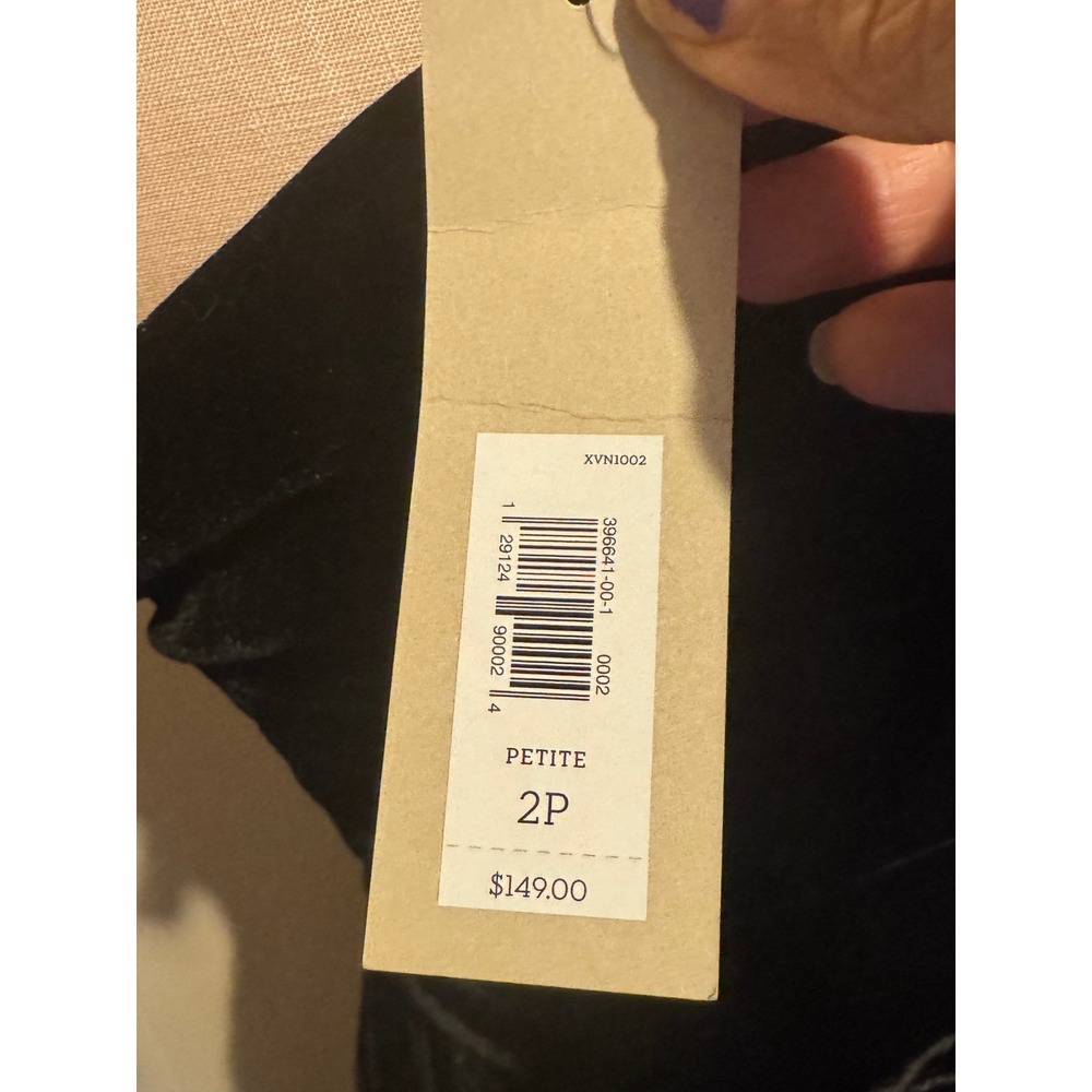 NWT BANANA REPUBLIC W Black Velvet Jumpsuit One Shoulder Bow Detail 2 Petite - Picture 7 of 8